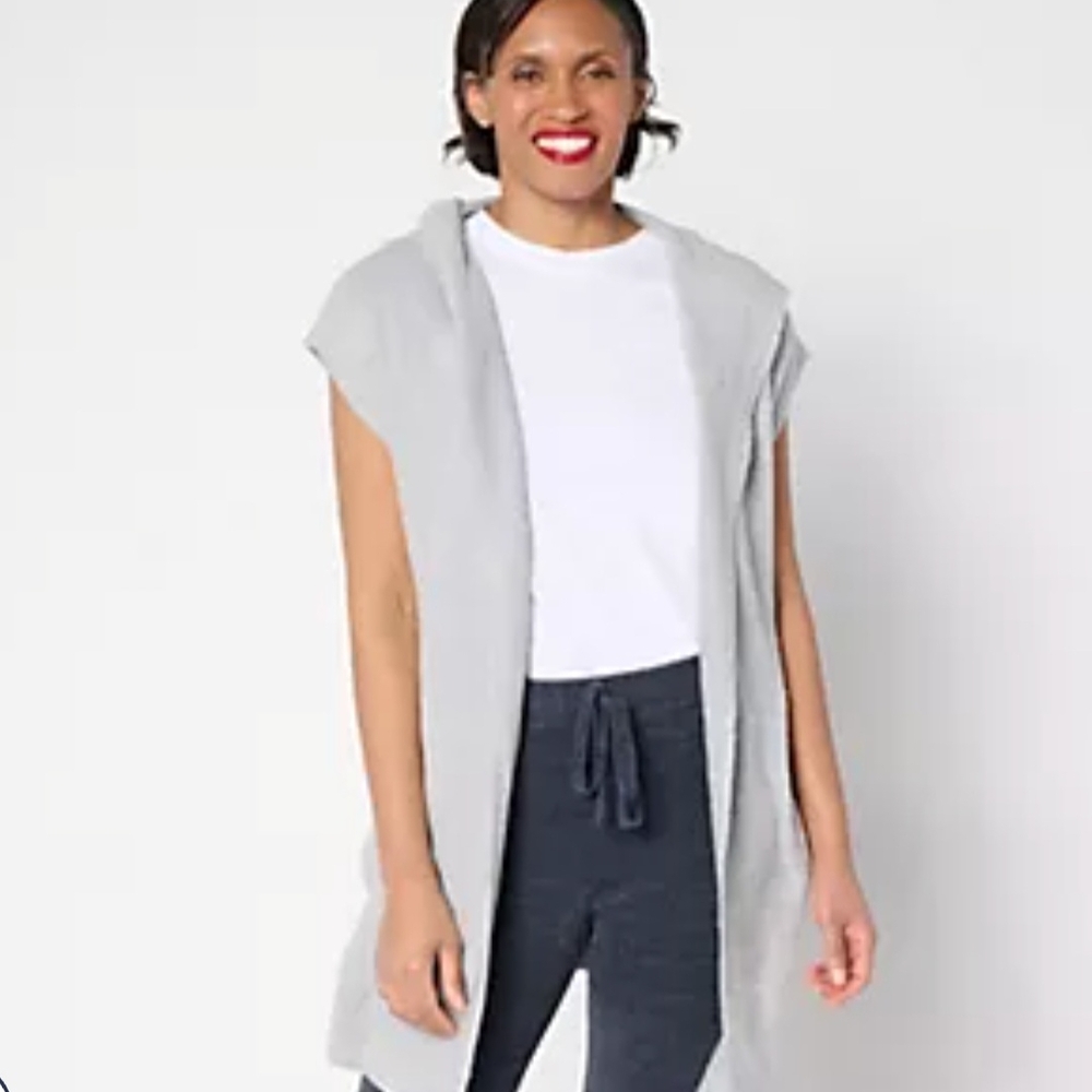 Barefoot Dreams CozyChic Lite Long Vest Without Tie Belt (Vapor)